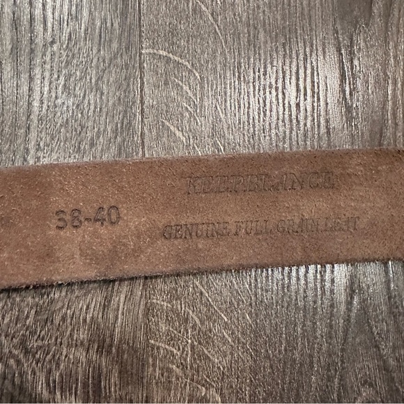 Men's Genuine Full Grain Leather Belt Brown 38-40 Chrome Buckle Classic Casual - Picture 5 of 6